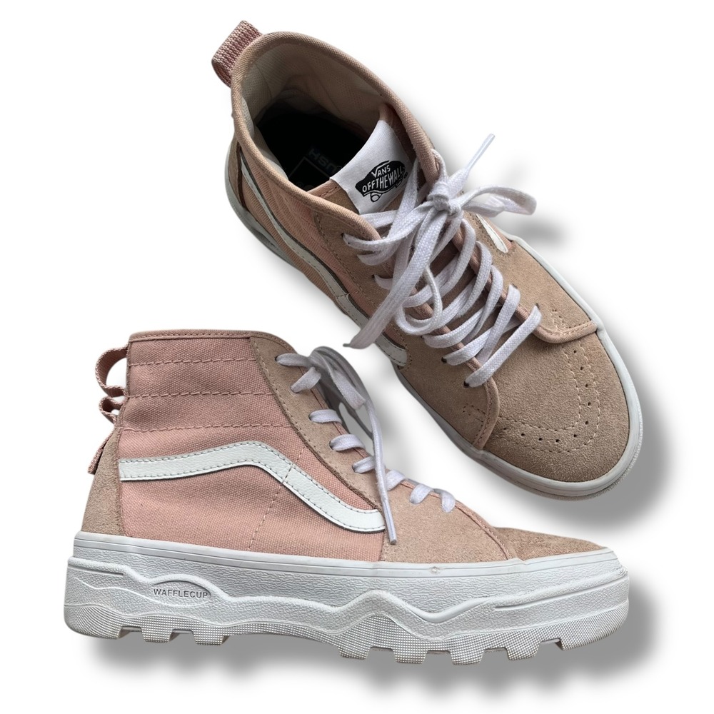 Vans Sentry Women 6.5 Pink Rose Suede Canvas Sk8 Hi Waffle Cup Platform Sneakers